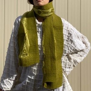 Amazing chartreuse wool felted silk scarf